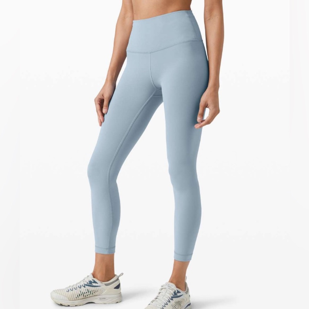 Lululemon Blue Wunder Train High Rise Tights Leggings 25” Inseam Size 10